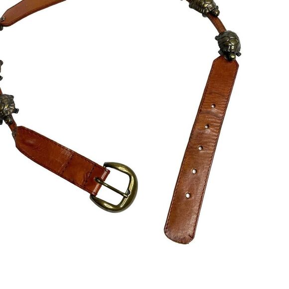 Vintage Liz Claiborne leather turtle concho belt Sz‎ S brown boho western - Picture 4 of 6
